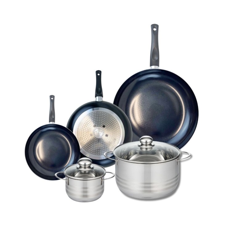 Batterie de cuisine Prima Brillant en aluminium et inox - 5 pièces - noire