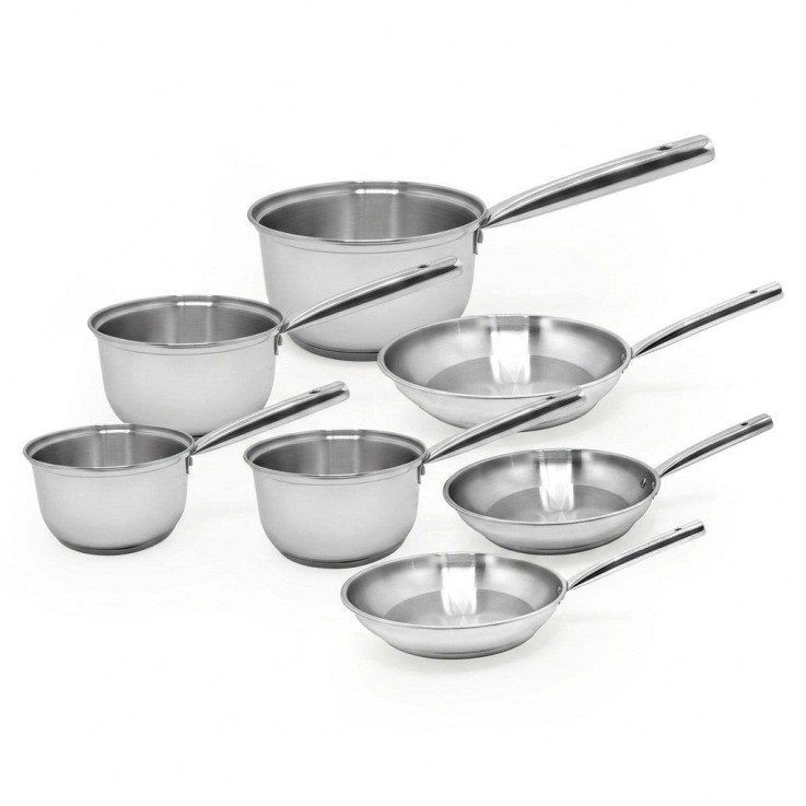 Batterie de cuisine Rhona en inox - 4 casseroles et 3 poêles