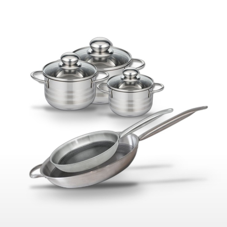 Batterie de cuisine Relief Solution en inox - 12 à 32 cm - noire