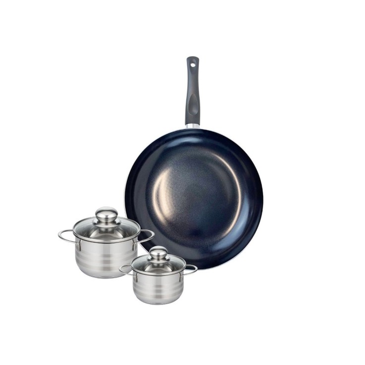 Batterie de cuisine Prima Brillant en aluminium et inox - 32 cm - noire