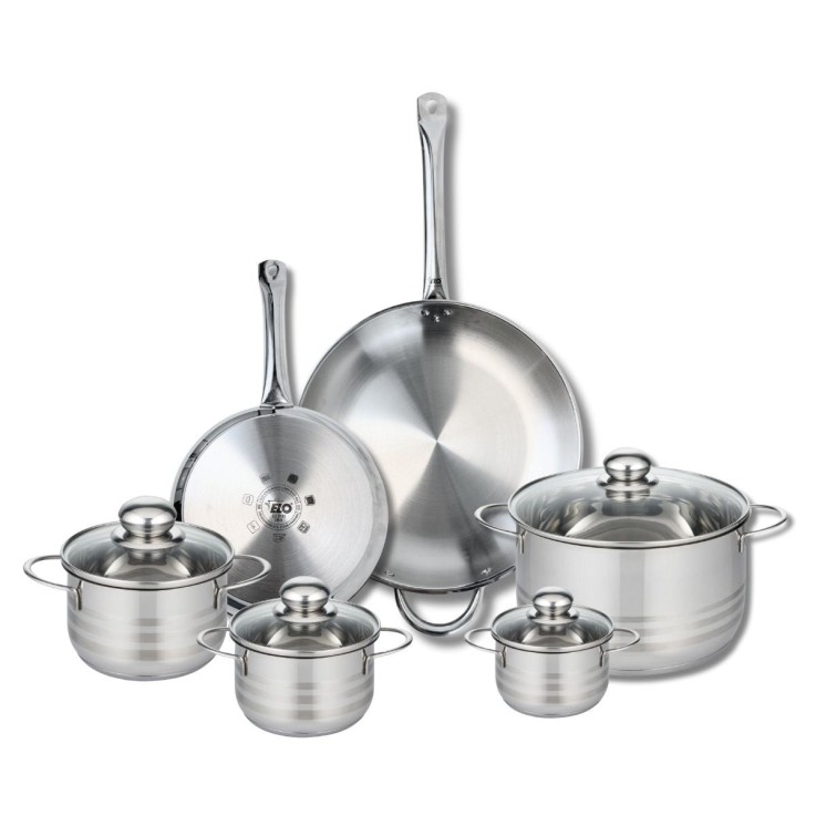 Batterie de cuisine Profi Brillant en inox - 2 poêles et 4 faitouts