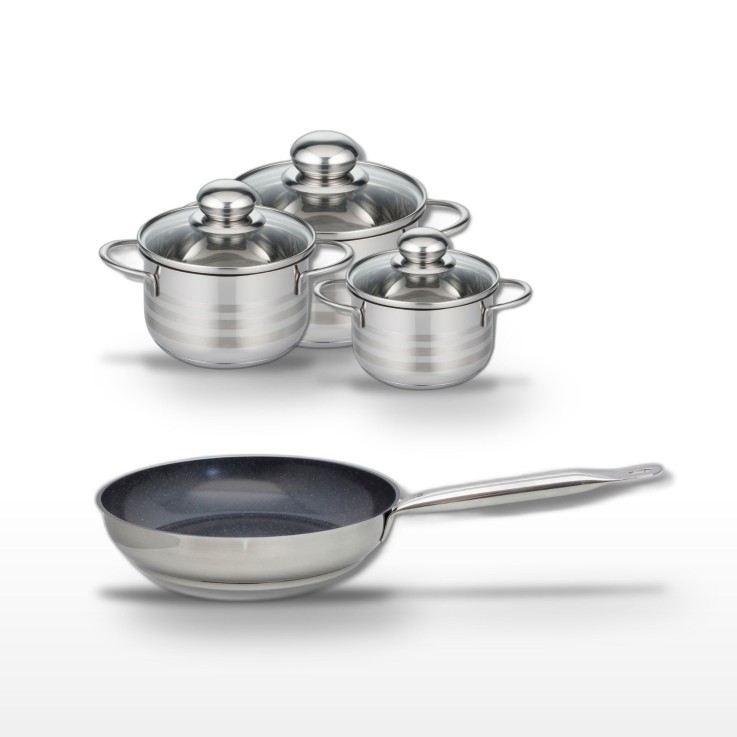 Batterie de cuisine Profi Therm Platinum en inox et céramique - 4 pièces