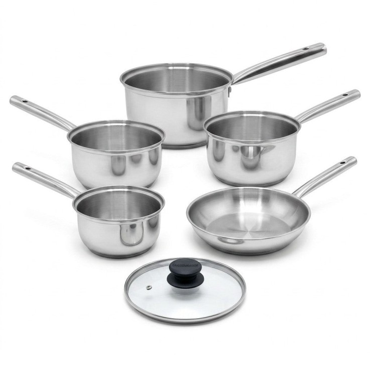 Batterie de cuisine Rhona en inox - casseroles 16/18/20/22 cm - poêle 20 cm