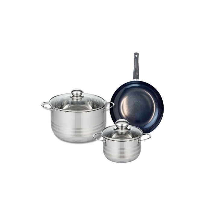 Batterie de cuisine Prima Brillant en aluminium et inox - 14/20 cm - noir