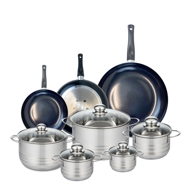 Batterie de cuisine Prima Brillant en aluminium et inox - 8 pièces