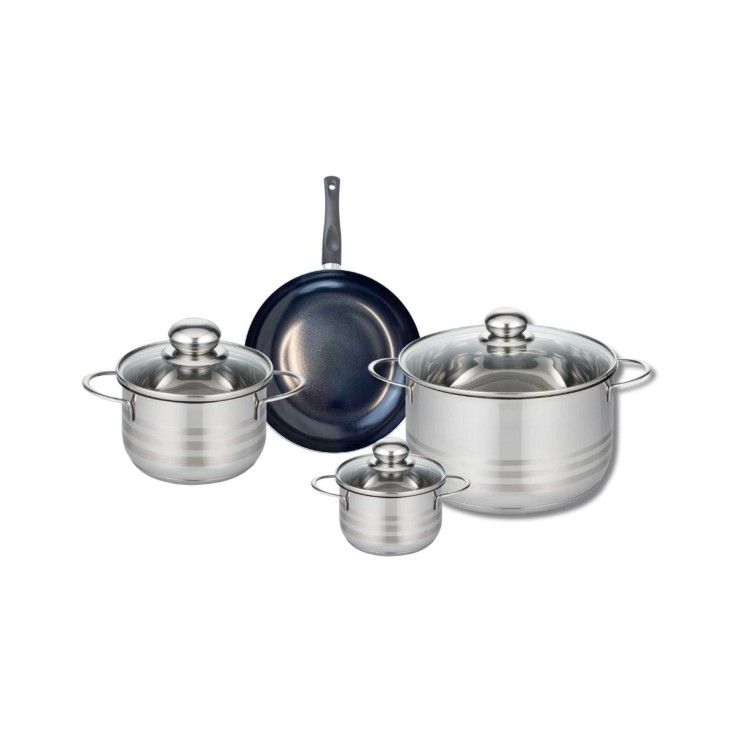 Batterie de cuisine Prima Brillant en aluminium et inox - 4 pièces - noire