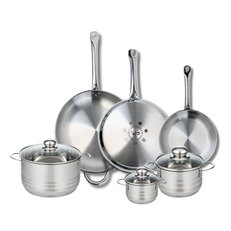 Batterie de cuisine Profi Brillant en inox - 3 poêles et 3 faitouts