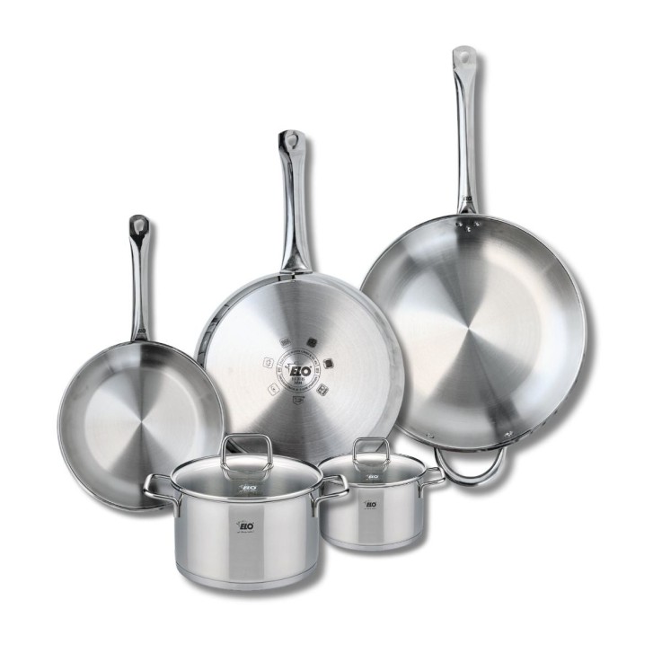 Batterie de cuisine Profi Citrin en inox - 3 poêles et 2 faitouts