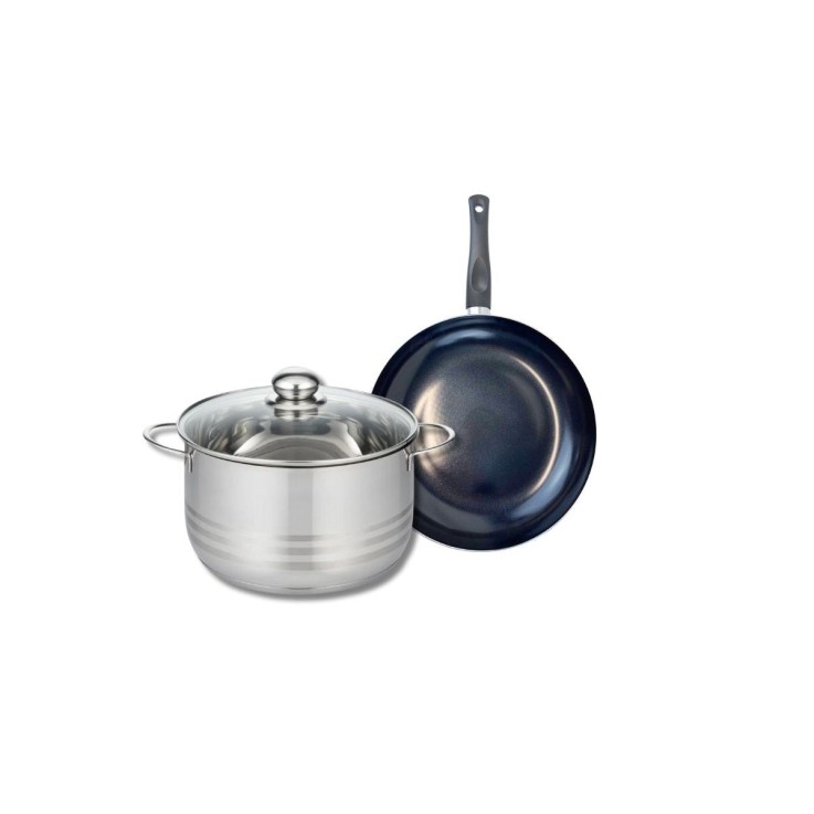 Batterie de cuisine Prima Brillant en aluminium et inox - 24 cm - noire