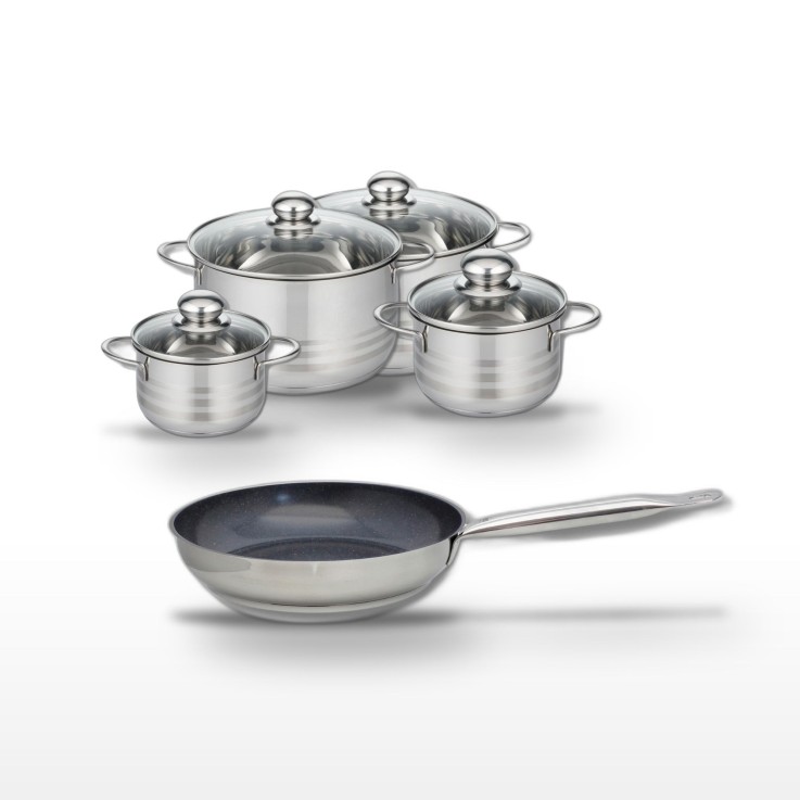 Batterie de cuisine Profi Therm Platinum en inox et céramique - 5 pièces