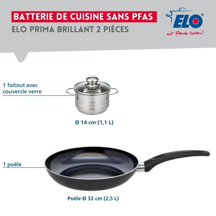 Ensemble Prima Brillant en aluminium et inox - poêle 32 cm, faitout 14 cm