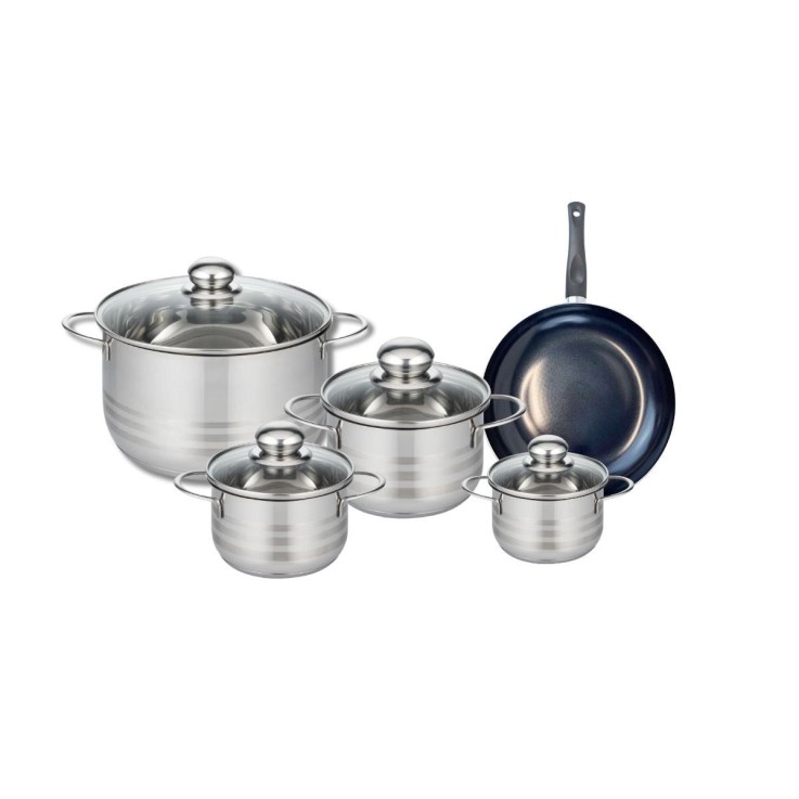 Batterie de cuisine Prima Brillant en aluminium et inox - 5 pièces - noire