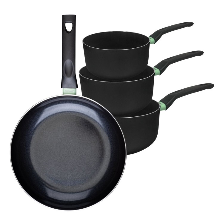 Batterie de cuisine Brandao en aluminium recyclé - 28/16/18/20 cm - noir