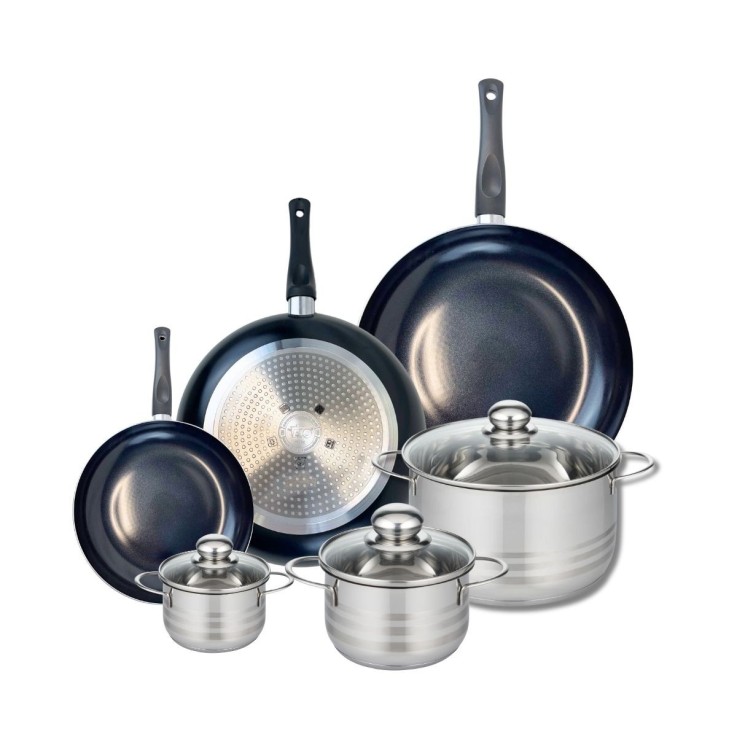 Batterie de cuisine Prima Brillant en aluminium et inox - 6 pièces