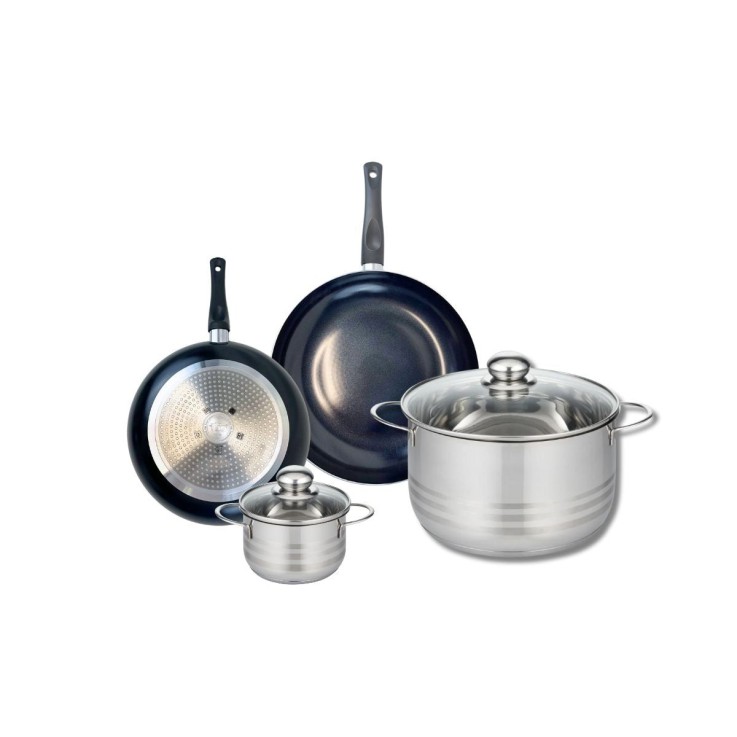 Batterie de cuisine Prima - poêles 20/24 cm - faitouts 12/24 cm - noire