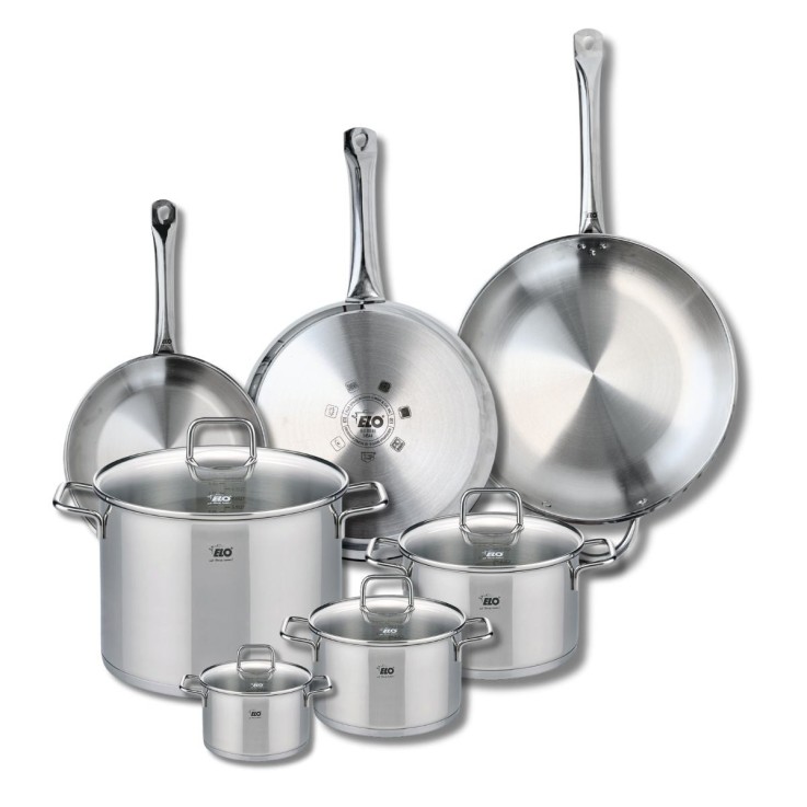 Batterie de cuisine Profi Citrin en inox - 3 poêles et 4 faitouts