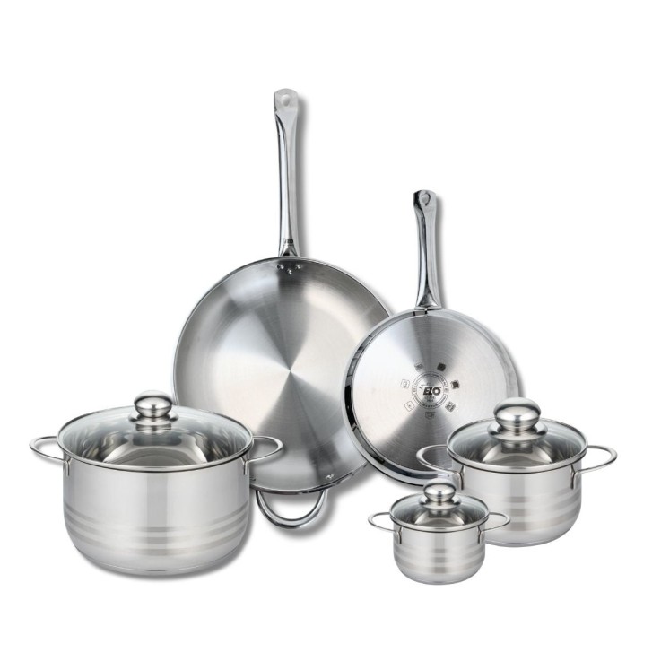 Batterie de cuisine Profi Brillant en inox - 2 poêles et 3 faitouts
