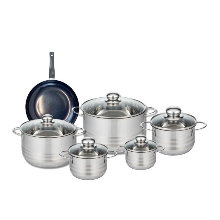 Batterie de cuisine Prima Brillant en aluminium et inox - 6 pièces