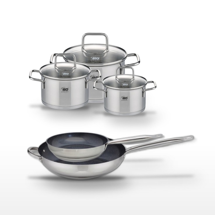 Lot de 2 poêles et 3 faitouts Profi Therm Platinum en inox
