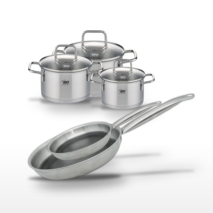 Batterie de cuisine Relief Solution en inox - 28/24/16/14/12 cm - noire