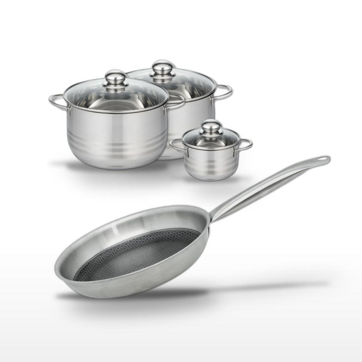 Batterie de cuisine Relief Solution en inox - 28, 12, 20 et 24 cm