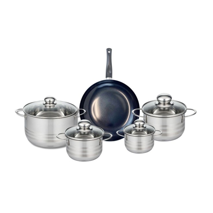 Batterie de cuisine Prima Brillant en aluminium et inox - 5 pièces - noire