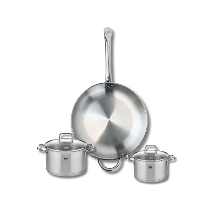 Batterie de cuisine Profi Citrin en inox - poêle 32 cm - 3 pièces