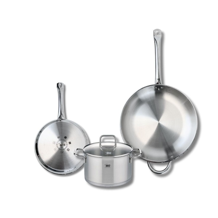 Batterie Profi Citrin en inox - 2 poêles 24/32 cm - faitout 20 cm
