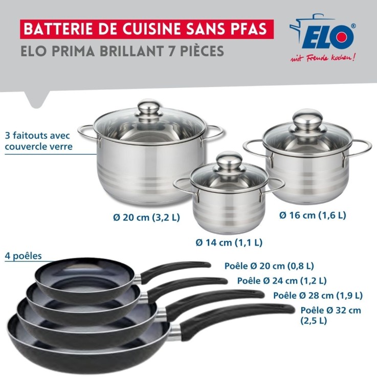 Batterie de cuisine Prima Brillant en aluminium et inox