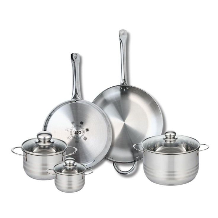 Batterie de cuisine Profi Brillant en inox - 2 poêles et 3 faitouts