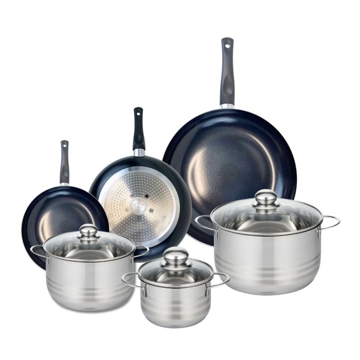Batterie de cuisine Prima Brillant - 3 poêles et 3 faitouts - 16 à 32 cm