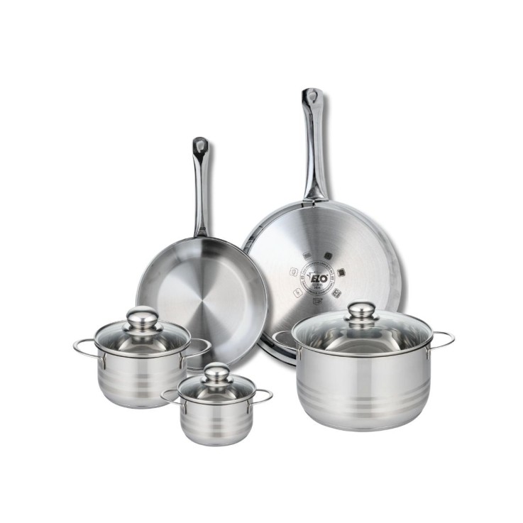 Batterie de cuisine Profi Brillant en inox - 2 poêles et 3 faitouts