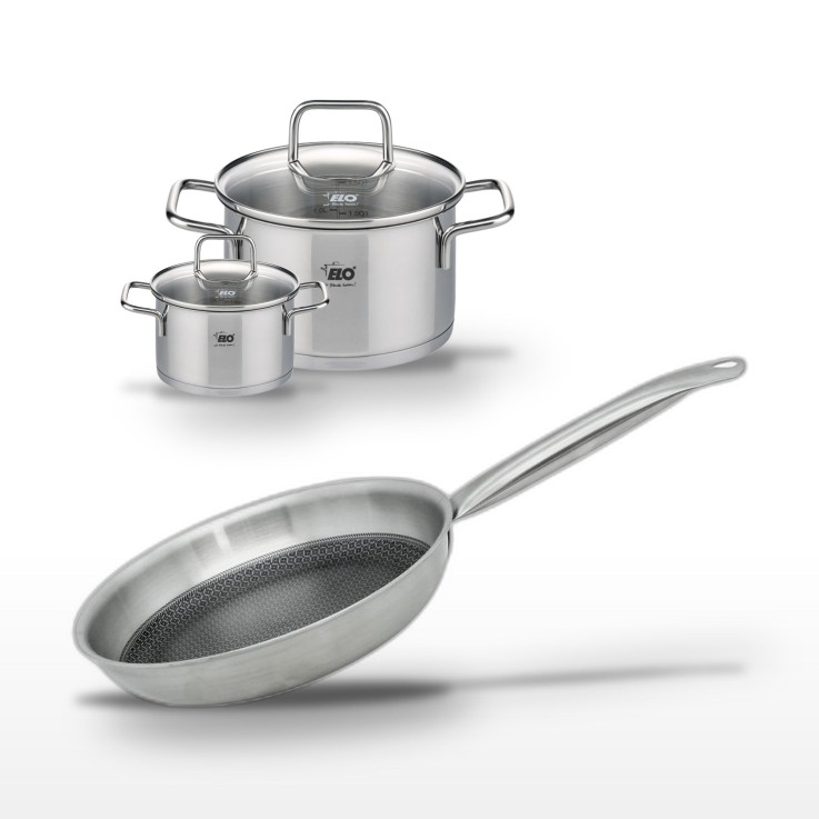 Batterie de cuisine Relief Solution en inox - 24, 20 et 12 cm