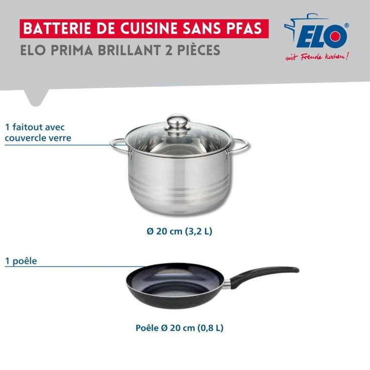Ensemble de cuisson Prima Brillant en aluminium et inox - 20 cm - noir