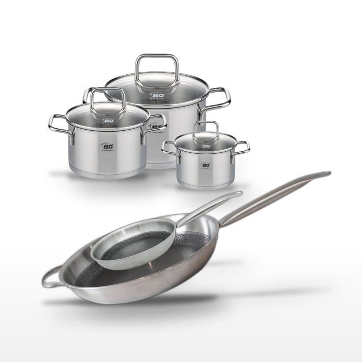 Batterie de cuisine Relief Solution en inox - 5 pièces - 12/16/20/24/32 cm - grise