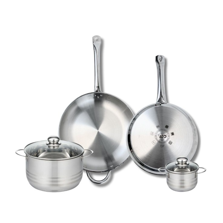 Batterie de cuisine Profi Brillant en inox - 2 poêles et 2 faitouts