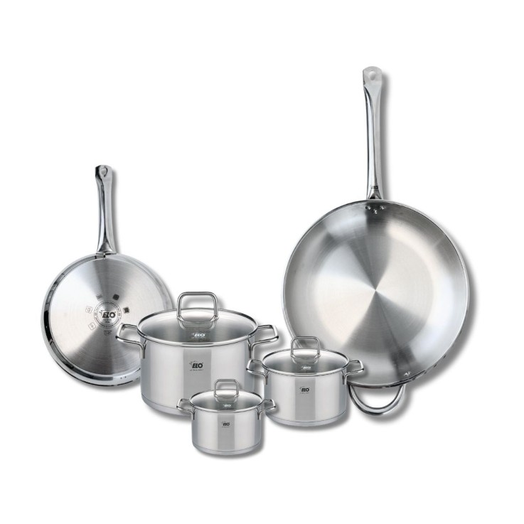 Batterie de cuisine Profi Citrin en inox - 2 poêles et 3 faitouts