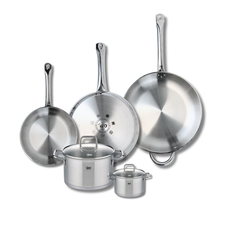 Batterie de cuisine Profi Citrin en inox - 3 poêles et 2 faitouts