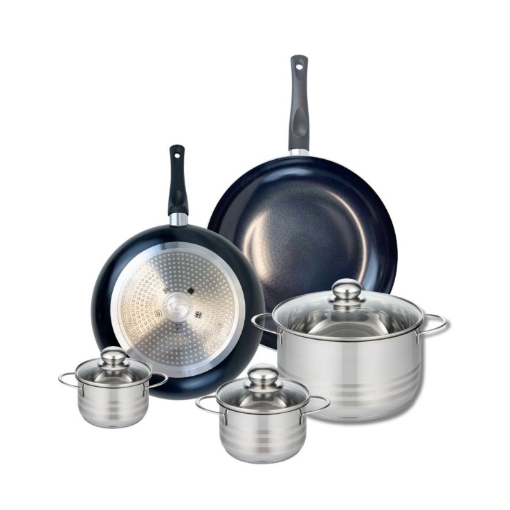 Batterie de cuisine Prima Brillant en aluminium et inox - 5 pièces - noire