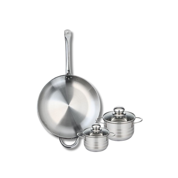 Batterie de cuisine Profi Brillant en inox - 12, 14 et 32 cm