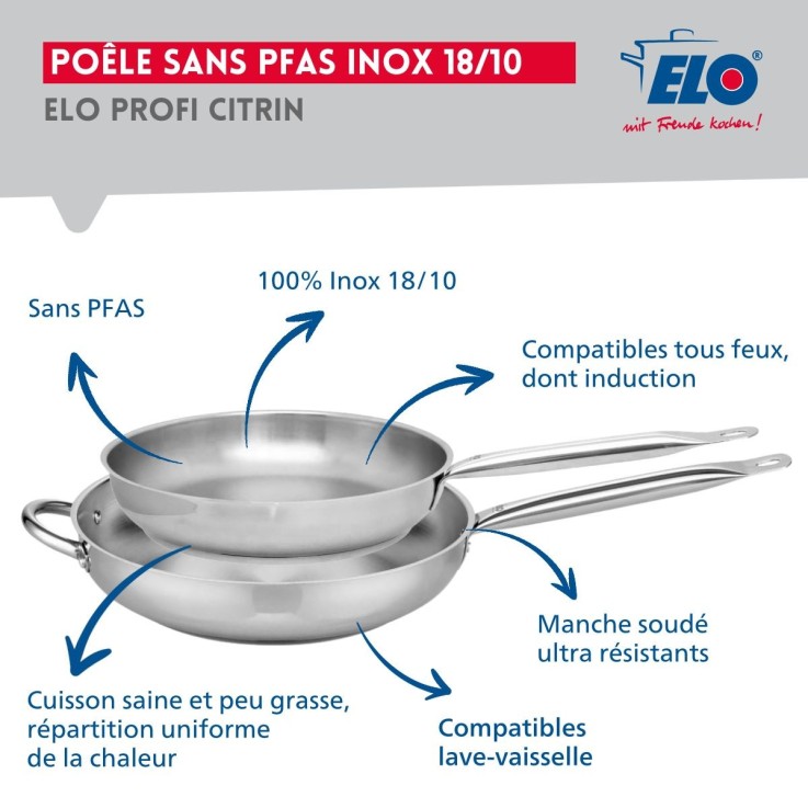 Batterie de cuisine Profi Citrin en inox - 4 pièces