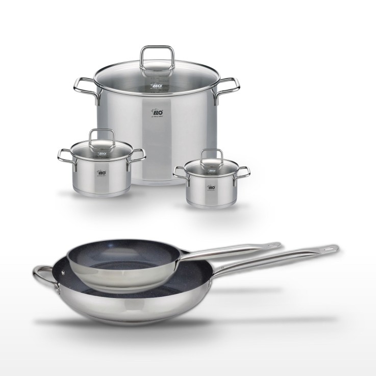 Batterie de cuisine Profi Therm Platinum et Citrin en inox - 24 et 32 cm