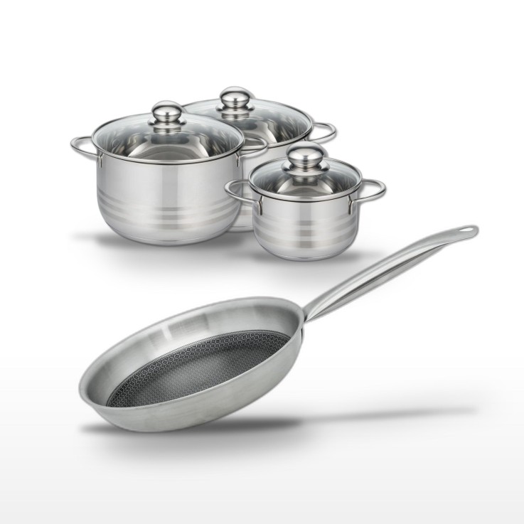 Batterie de cuisine Relief Solution en inox - 4 pièces