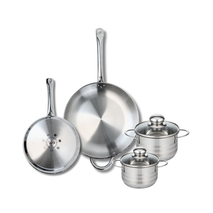 Batterie de cuisine Profi Brillant en inox - poêles et faitouts - 14/16/24/32 cm