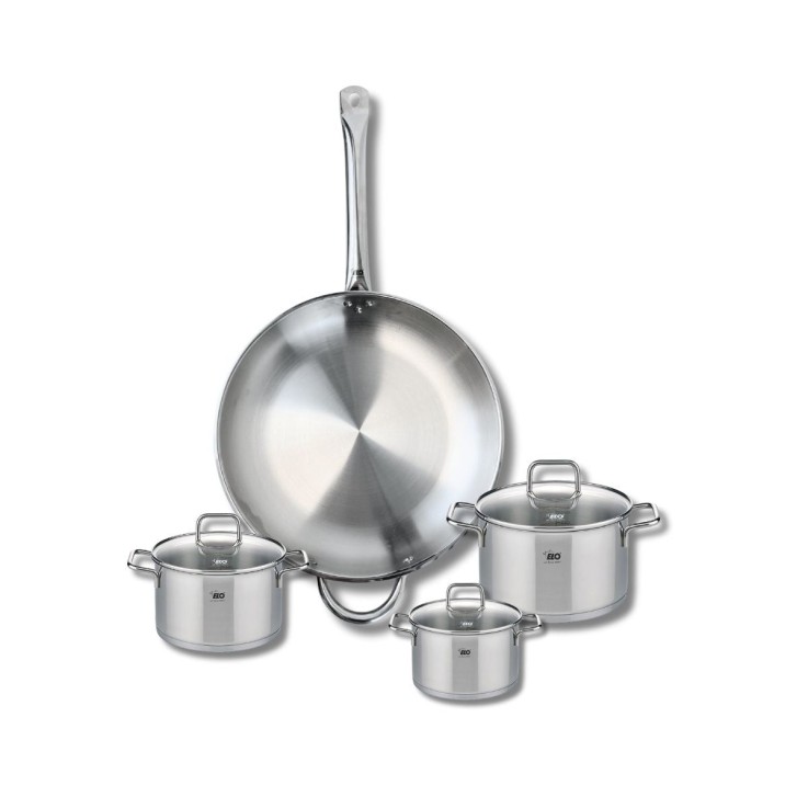 Batterie de cuisine Profi Citrin en inox - 4 pièces - poêle et faitouts