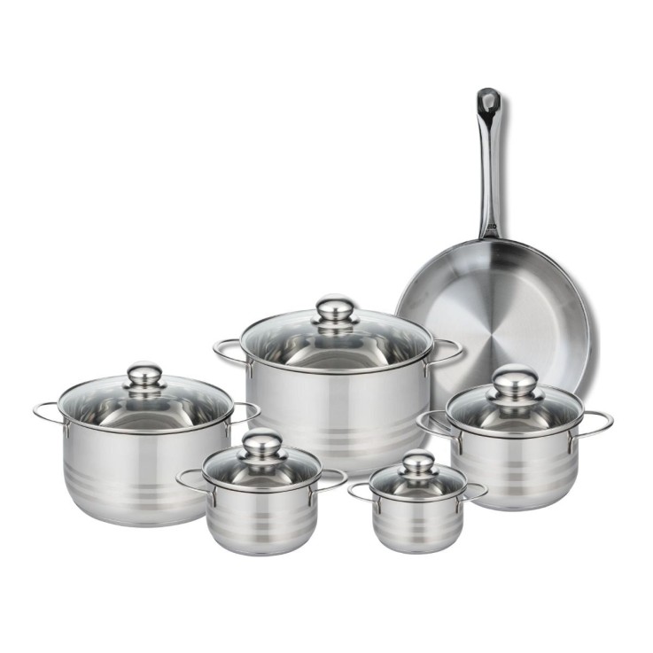 Batterie de cuisine Profi Brillant en inox - 6 pièces - poêle et faitouts
