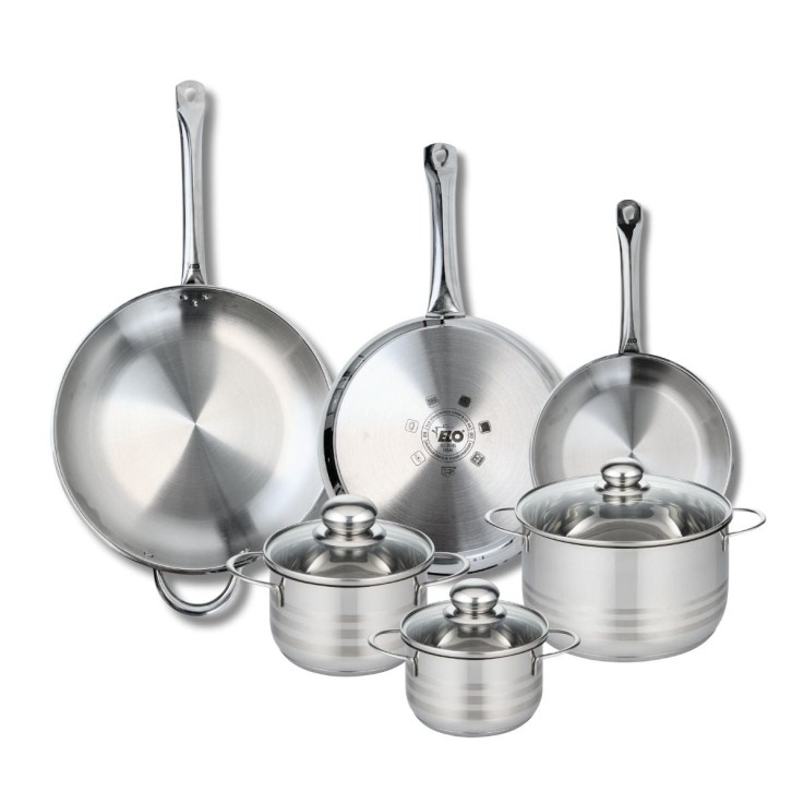 Batterie de cuisine Profi Brillant en inox - 3 poêles - 3 faitouts