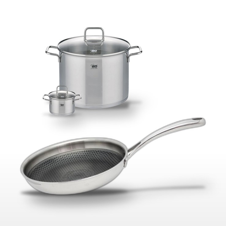 Batterie de cuisine Relief Evolution en inox - 24, 12 et 26 cm