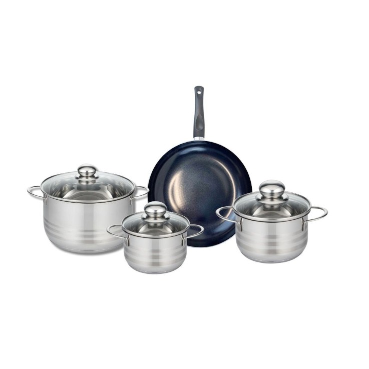 Batterie de cuisine Prima Brillant en aluminium et inox - 14/16/20/24 cm - noire