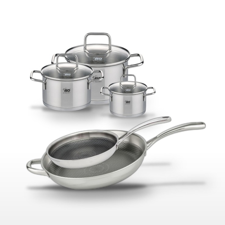 Batterie de cuisine Relief Evolution en inox - 28/32 cm - 12/16/20 cm